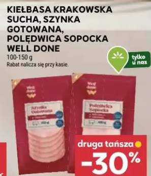 Kiełbasa krakowska sucha, szynka gotowana, polędwica sopocka well done