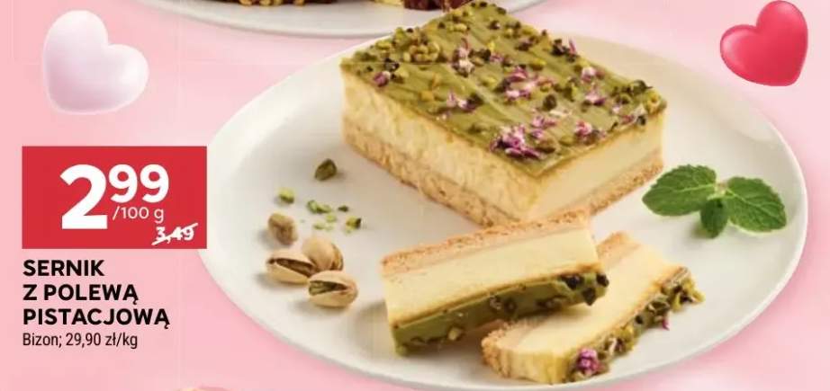 Sernik z polewą pistacjową