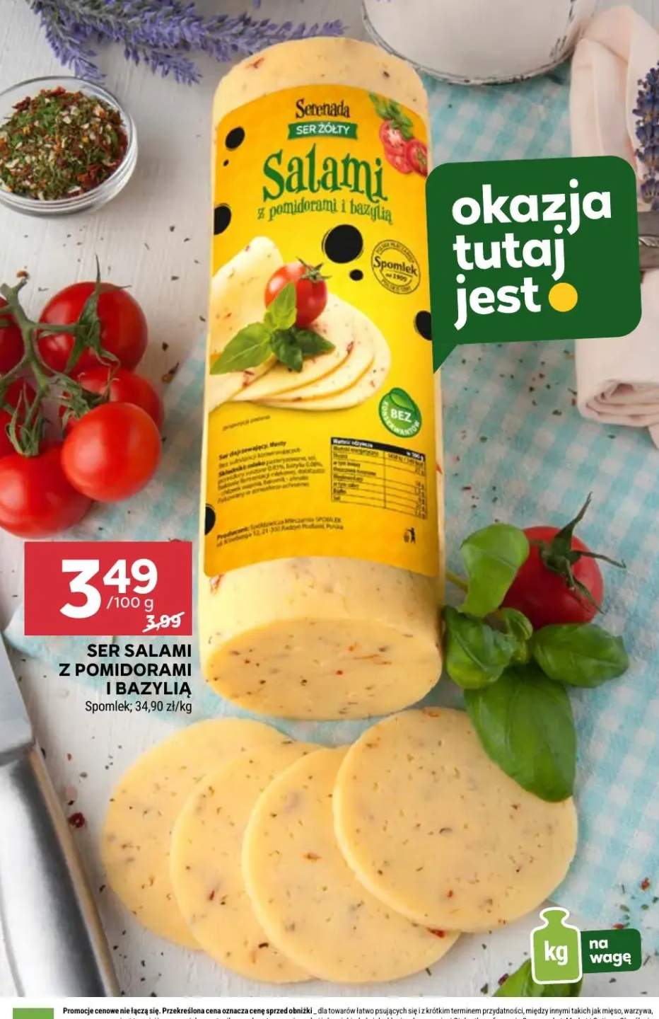 Ser salami z pomidorami i bazylią