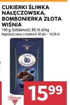 Cukierki śliwka nałęczowska, bombonijerka złota wiśnia