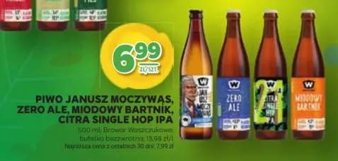Piwo Janusz Moczywąs, Zero Ale, Miodowy Bartnik, Citra Single Hop IPA