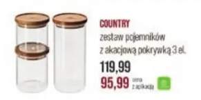 Zestaw pojemników z akacjową pokrywką Country 3 szt.