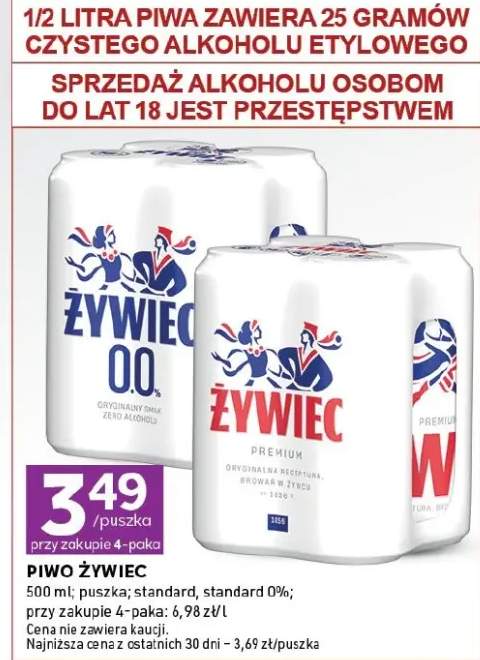 Piwo Żywiec puszka, standard, standard 0%
