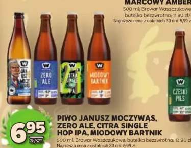 Piwo janusz moczywąs, zero ale, citra single hop IPA, młodowy amber
