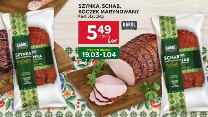 Szynka, schab, boczek marynowany