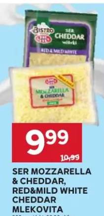 Ser mozzarella & cheddar, red&mild white cheddar mlekovita