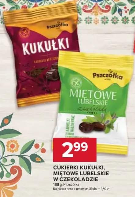 Cukierki kukułki, miętowe lubelskie w czekoladzie