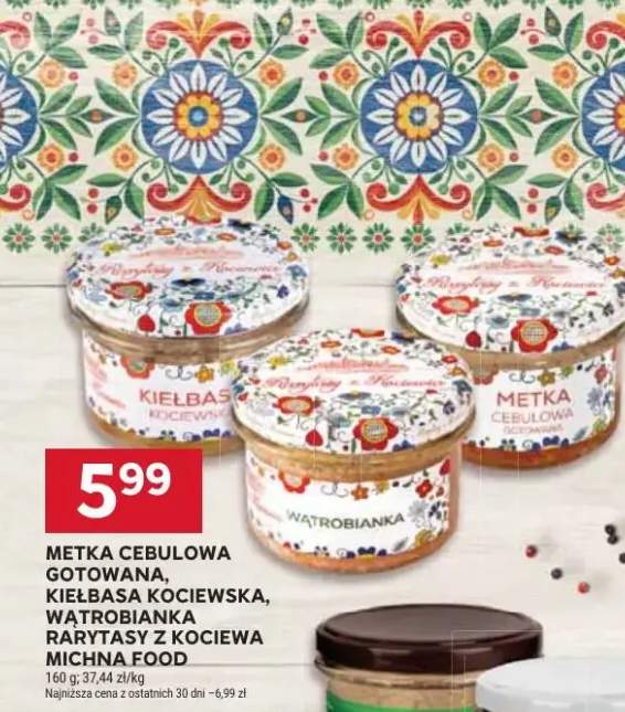 Metka cebulowa gotowana, kiełbasa kociewska, wątrobianka