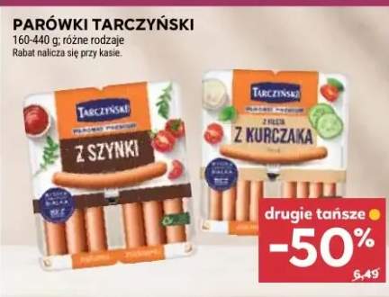 Parówki tarczyński różne rodzaje