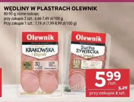 Wędliny w plastrach krakowska, sucha żywiecka