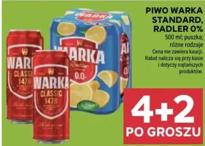 Piwo warka standard, radler 0%