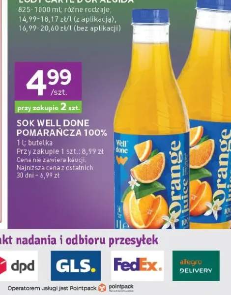 Sok Well Done pomarańcza 100%
