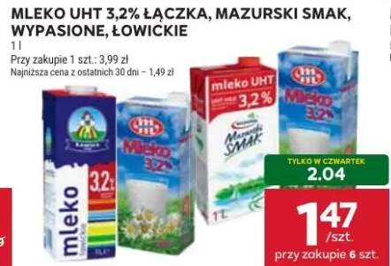 Mleko UHT 3.2% łączka, mazurski smak, wypasione, łowickie