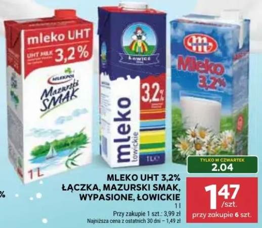 Mleko UHT 3,2% Łączka, Mazurski Smak, Wypasione, Łowickie