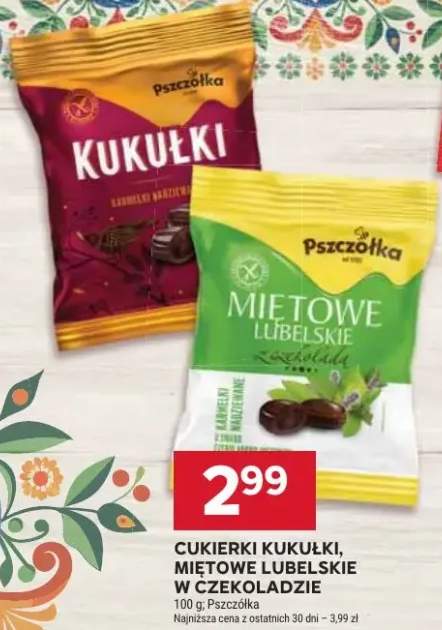 Cukierki kukułki, miętowe lubelskie w czekoladzie