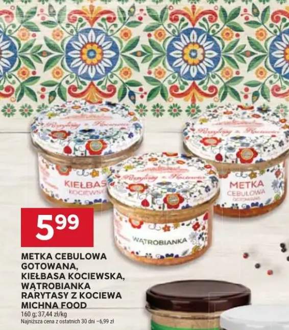 Metka cebulowa gotowana, kiełbasa kociewska, wątrobianka Rarytasy z kociewa