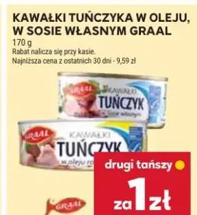Kawałki tuńczyka w oleju, w sosie własnym Graal