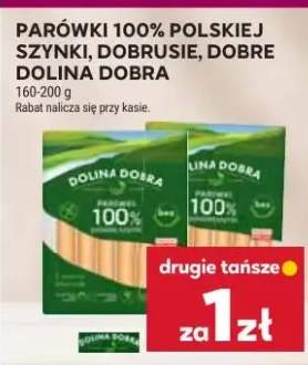Parówki 100% polskiej szynki, dobrusie, dobre mięso Dolina Dobra