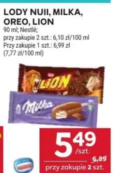 Lody Nuji, Milka, Oreo, Lion, 90-110ml, różne rodzaje, przy zakupie 2 szt.