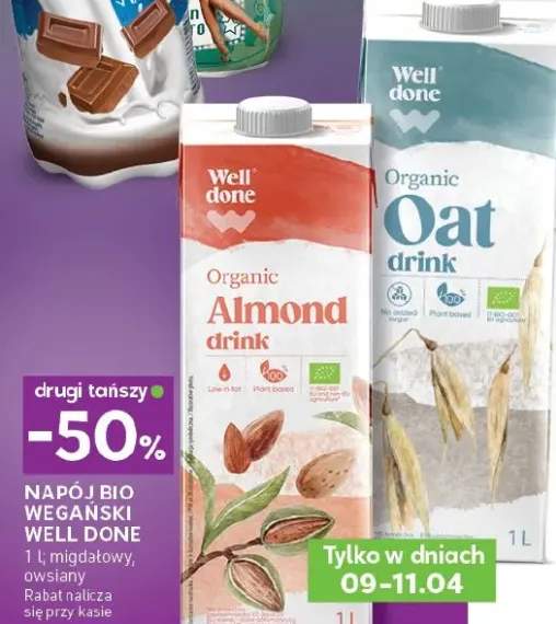 Napój bio wegański migdałowy, owsiany