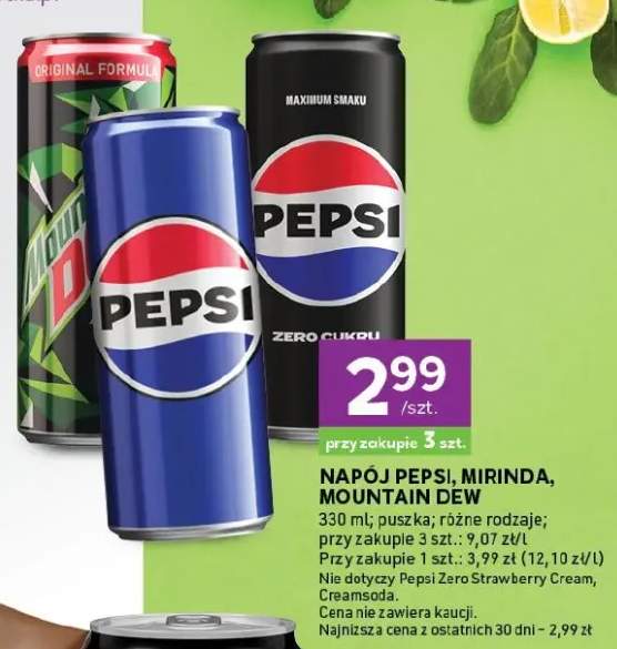 Napój Pepsi, Mirinda, Mountain Dew