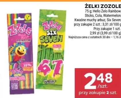 Żelki Zozole Hello Zelo Rainbow, Sticks, Cola, Watermelon, Kwaśne muchy arbuz, Six Seven