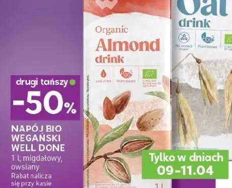 Napój bio wegański migdałowy, owsiany