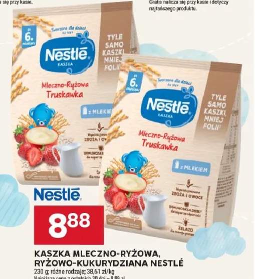 Kaszka mleczno-ryżowa, ryżowo-kukurydziana truskawka