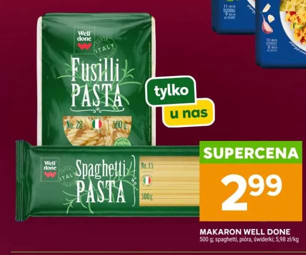 Makaron spaghetti, pióra, świderki