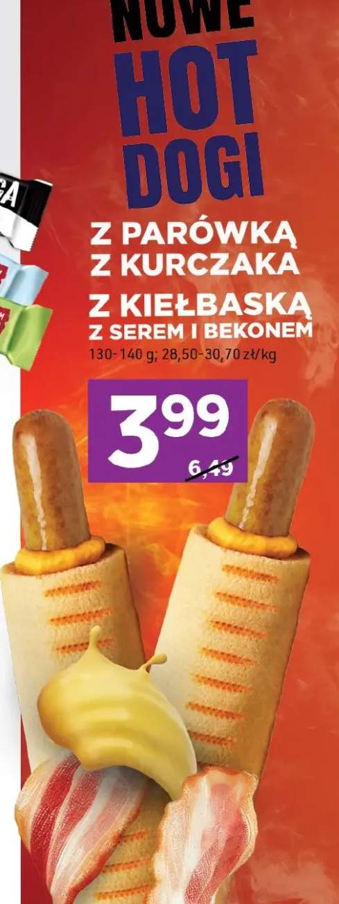 Hot dog z kiełbaską z serem i bekonem