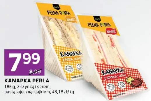 Kanapka Perla z szynką i serem pastą jajeczną i jajkiem Deli