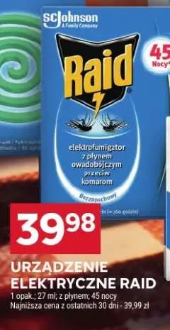Elektrofumigator z płynem owadobójczym przeciw komarom bezzachowy Raid