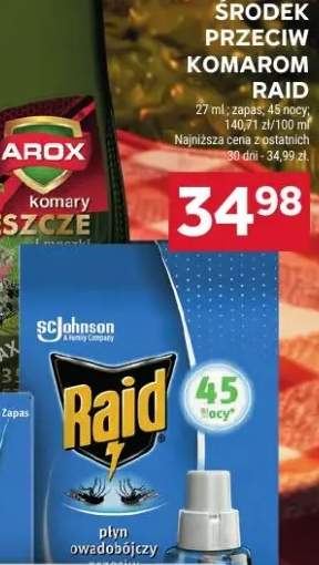 Środek przeciw komarom Raid zapas 45 nocy