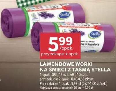 Lawendowe worki na śmieci z taśmą Stella