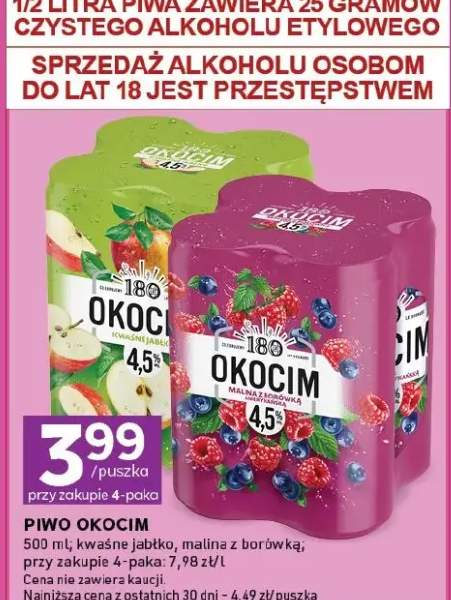Piwo Okocim kwaśne jabłko 4,5%