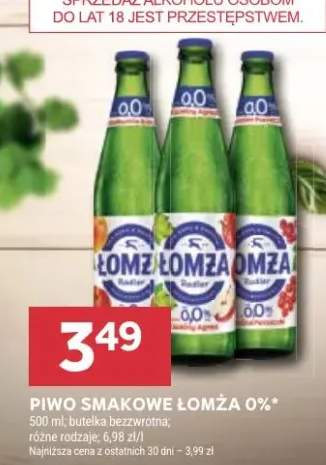 Piwo smakowe Łomża 0%