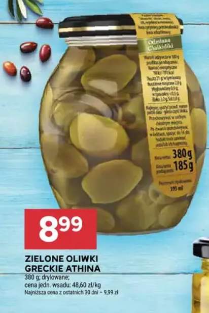 Zielone oliwki greckie Athina drylowane