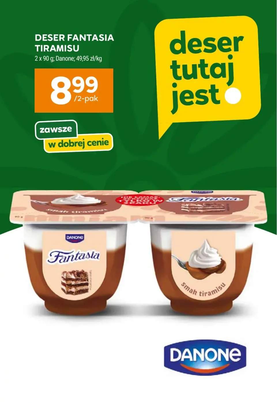Deser Fantasia Tiramisu Danone 2-pak 90g