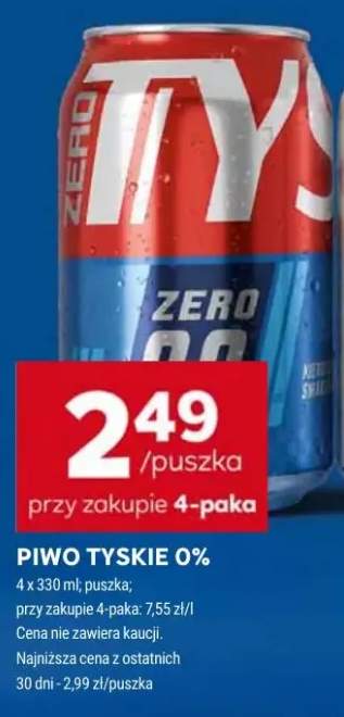 Piwo bezalkoholowe Tyskie 0% 4-pak 330ml