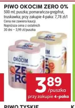 Piwo bezalkoholowe Okocim Zero 0% pomarańcza-grejpfrut 4-pak