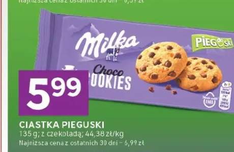 Ciastka Pieguski z czekoladą Milka