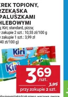 Serek topiony, przekąska z paluszkami chlebowymi Kiri pizza