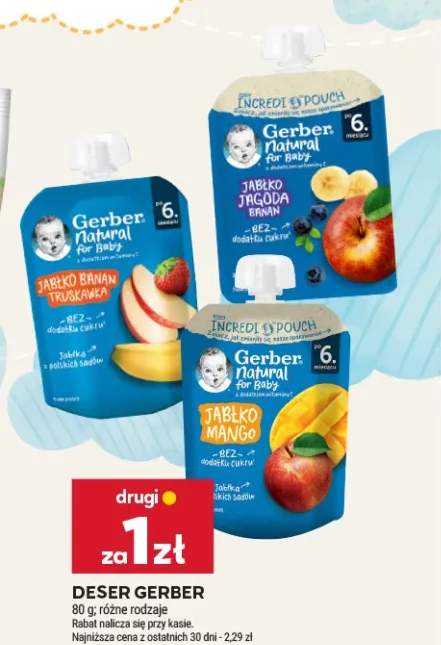 Deser Gerber Natural for Baby Jabłko Jagoda Banan