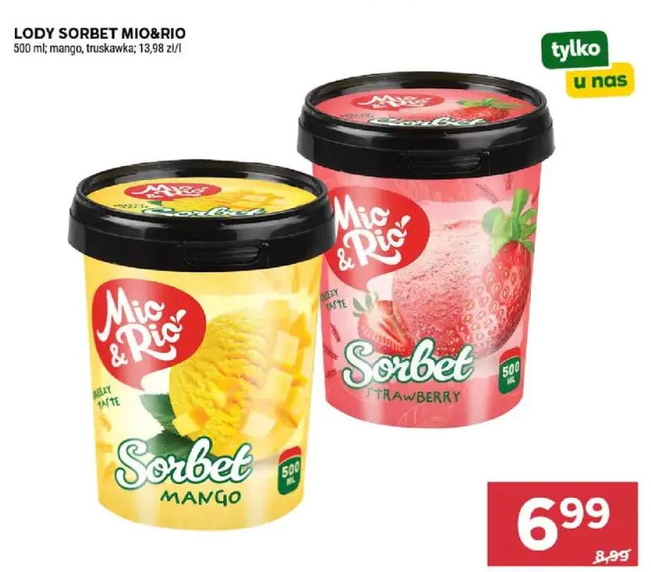 Lody sorbet Mio&Rio truskawka