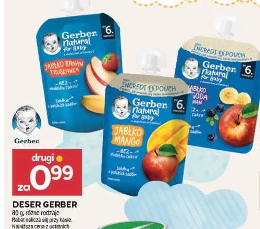 Deser Gerber Natural for Baby jabłko banan truskawka