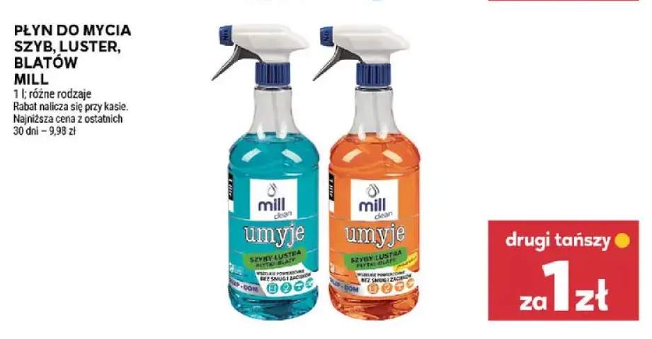 Płyn do mycia szyb, luster, blatów Mill Clean Umyje