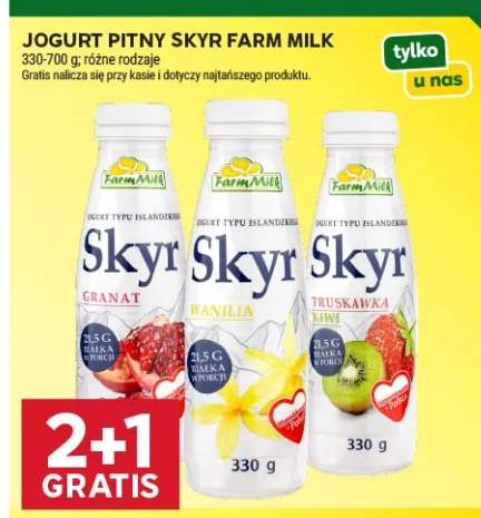 Jogurt pitny Skyr Farm Milk granat +2 warianty