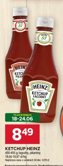 Ketchup Heinz łagodny +1 wariant