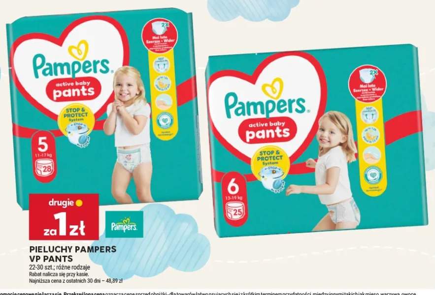 Pieluchomajtki Pampers Active Baby Pants rozmiar 5 +1 wariant
