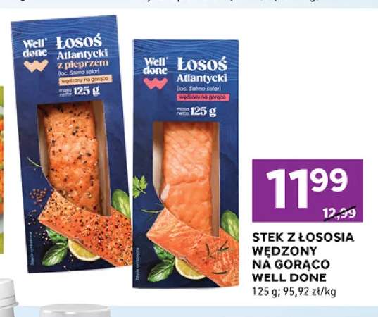 Stek z łososia atlantyckiego wędzony na gorąco Well Done +1 wariant
